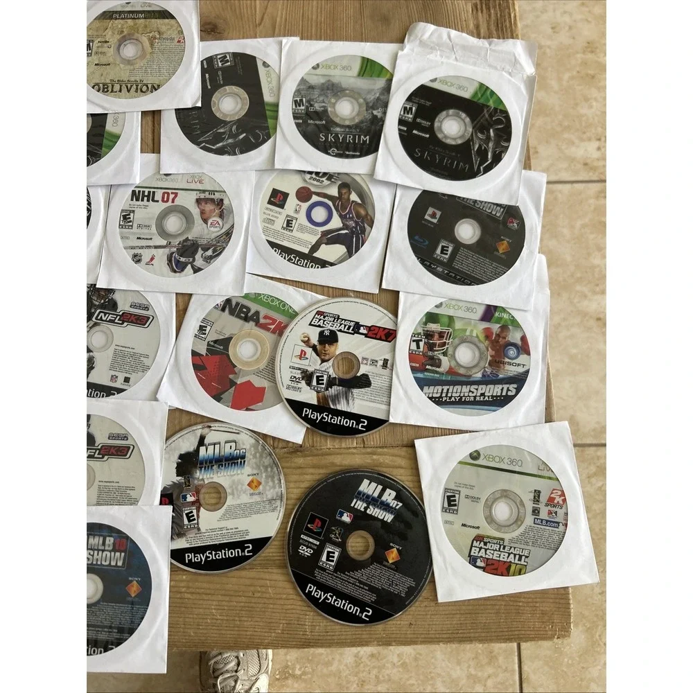 39 PS2 PS3 Xbox 360 Sports Video Games Lot NCAA NHL NBA MLB Skyrim